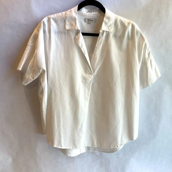 Madewell Courier Button-Back Cotton BLEND White Shirt Medium - Picture 4 of 8